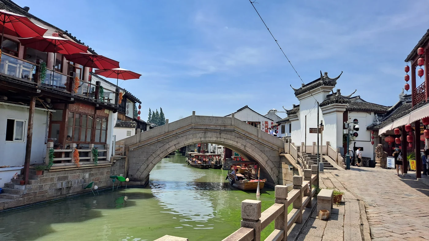Traditional waterfront buildings in Zhujiajiao in Shanghai
